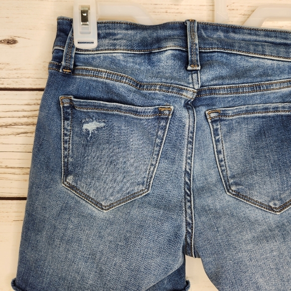 Isabel Maternity Denim Midi Short Distressed Shorts Size 00 - Picture 8 of 10